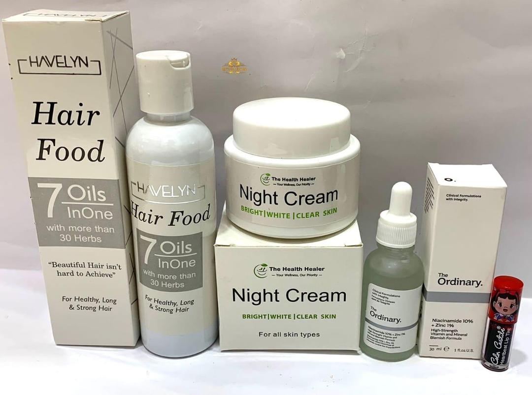 Hair Oil Serum Night Cream Set for All Skin & Hair Care