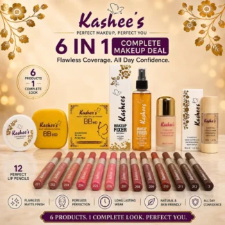 Kashee's 6 n 1 Foundation, Fixer, Face Powder, Loose Powder, Paint Stick And 12 Pcs Pencil Set Deal, Pack Of 6