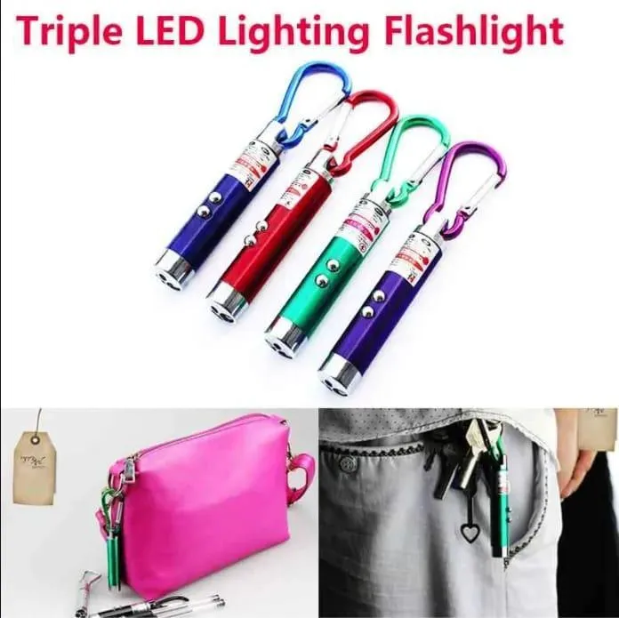3 in 1 LED Laser Pen Multicolor Keychain - Image 2