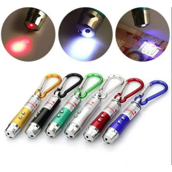3 in 1 LED Laser Pen Multicolor Keychain - Image 3