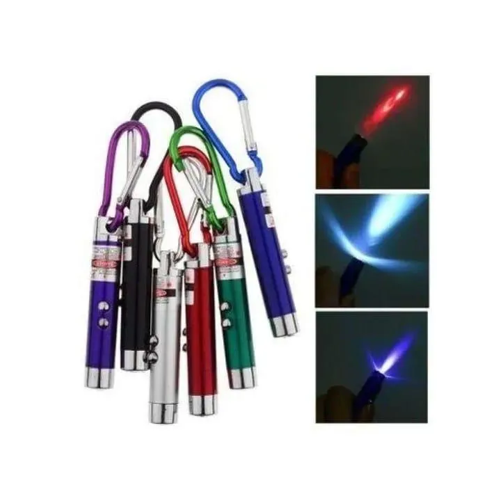 3 in 1 LED Laser Pen Multicolor Keychain - Image 6