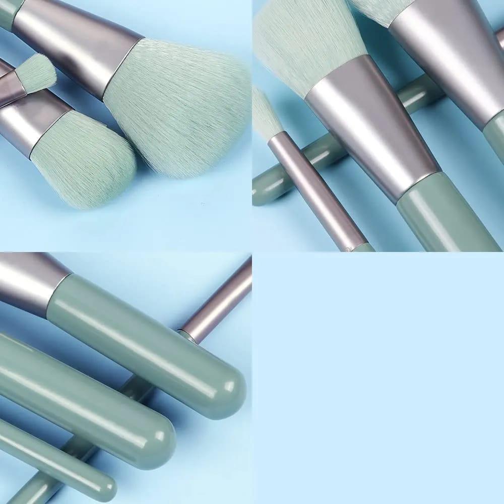 Mint Green 7-Piece Makeup Brush Set for Daily Use - Image 2