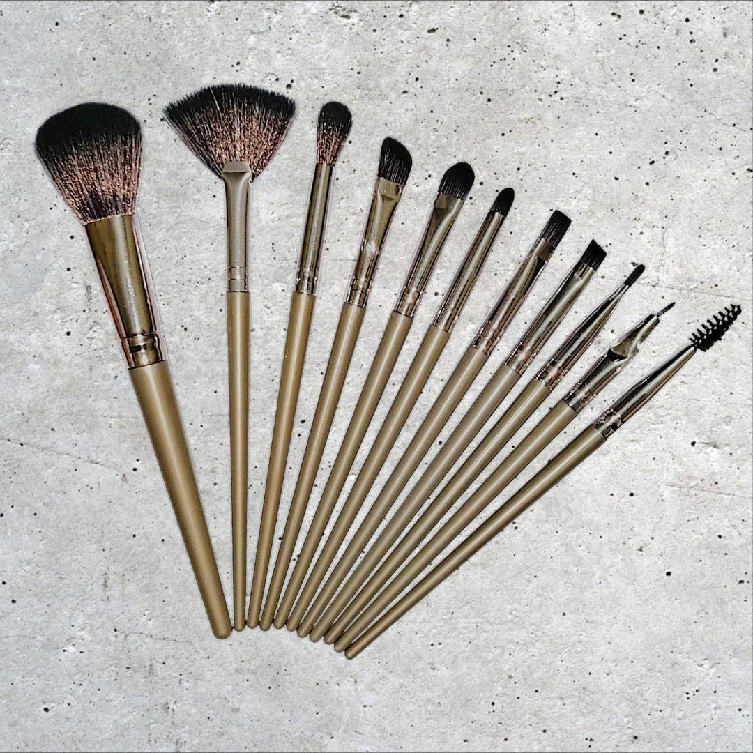 Reusable Makeup Brushes Set Gold ABS 11 Pcs