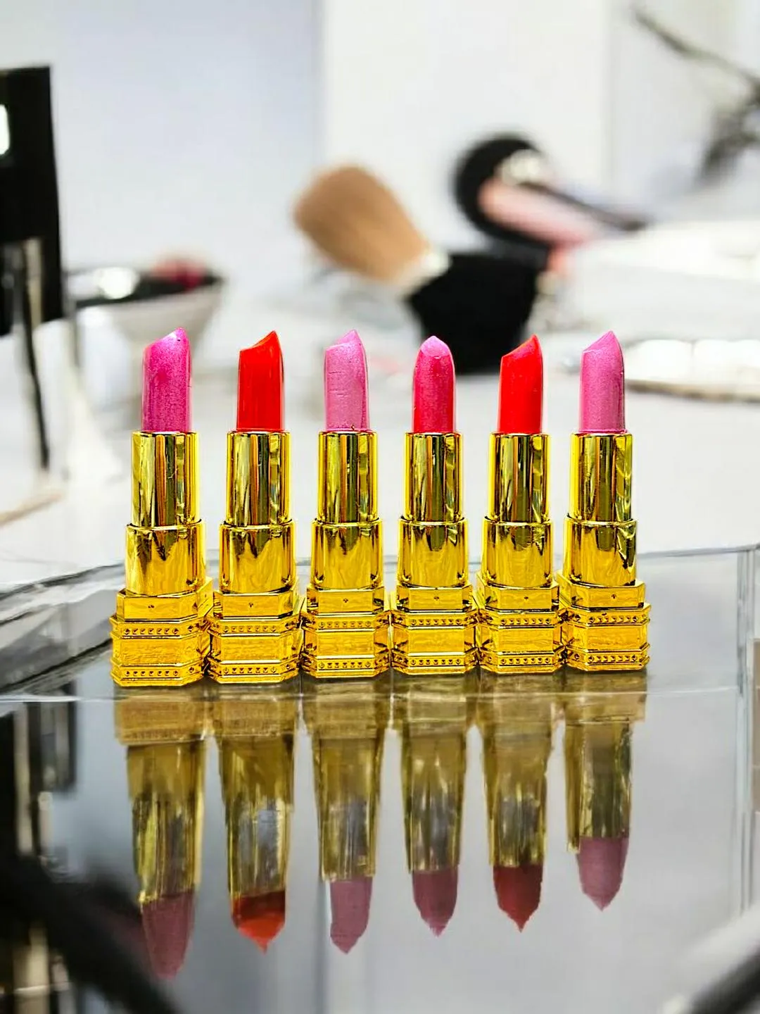 Matte Lipstick Set 6 Pcs High Pigment Gold Casing