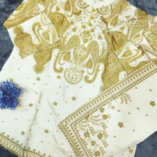 Golden Printed Co-Ord Set Swiss Lawn for Women