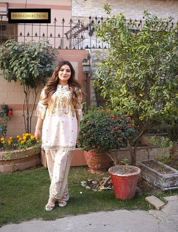 Golden Printed Co-Ord Set Swiss Lawn for Women - Image 4