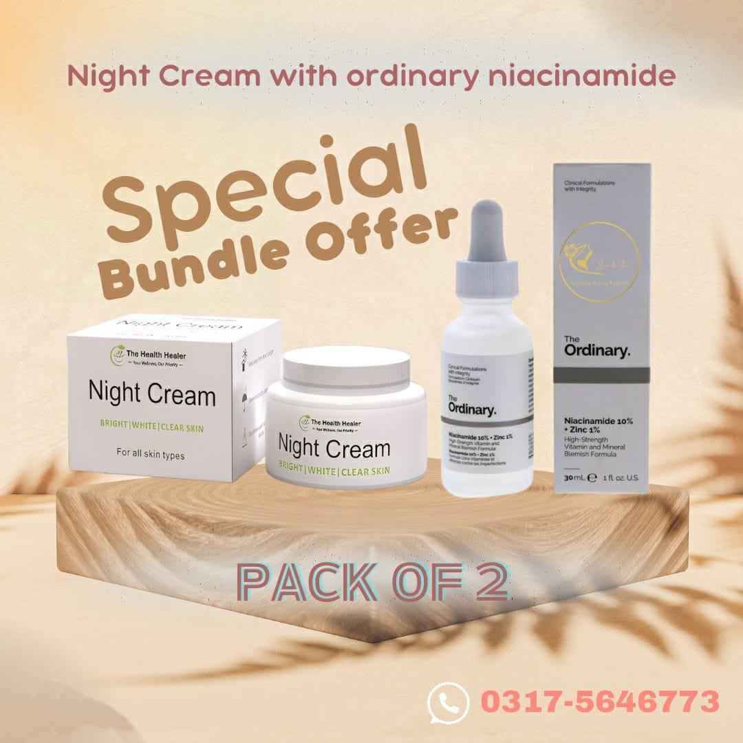 Night Cream & Niacinamide Serum Bundle for All Skin Types