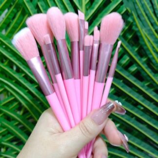 Reusable Makeup Brushes Pink ABS 12 Pcs