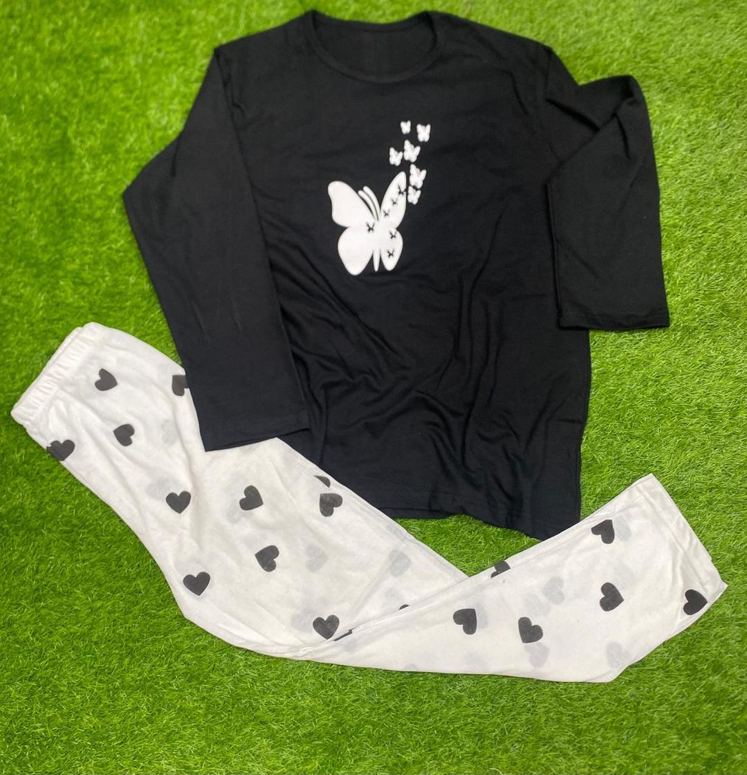 Black & White Printed Night Suit for Home Comfort - Image 2