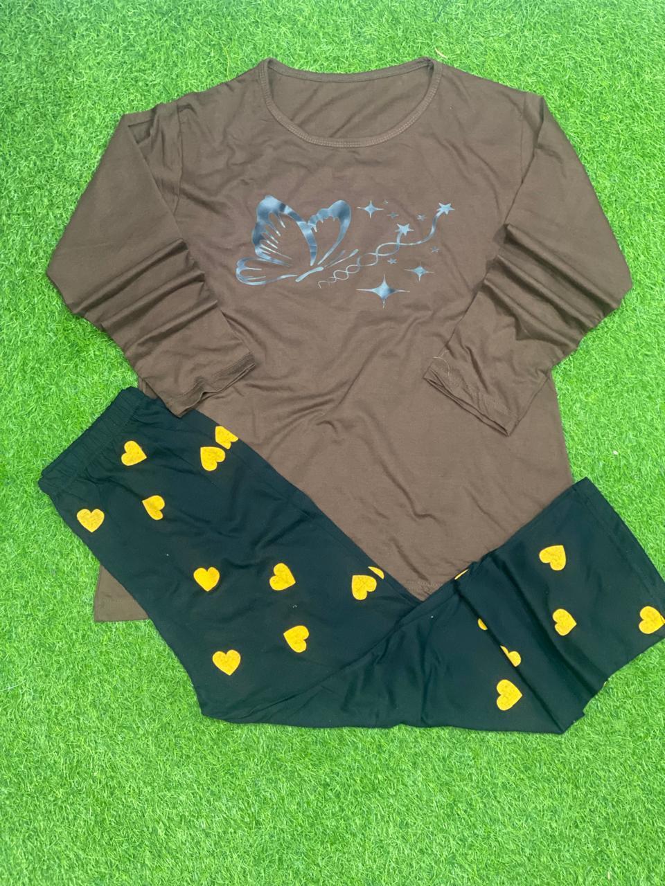 Brown Butterfly & Star Night Suit for Home Lounging