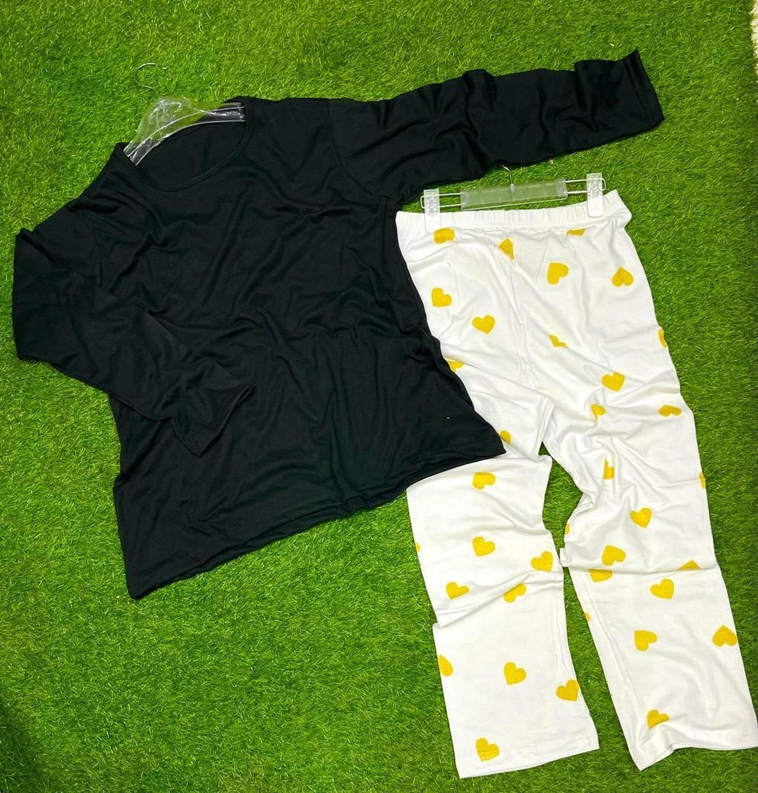 Black Night Suit with Yellow Hearts Trousers - Image 2
