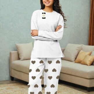 Pakistani Cotton Night Suit with Heart Print