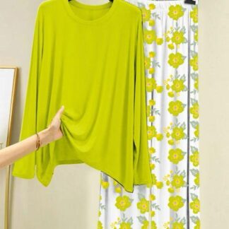 Pakistani Night Suit Cotton Jersey Floral Green White