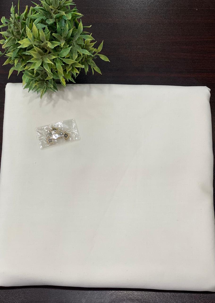 Premium Wash & Wear Men's Unstitched Suit Off-White - Image 2