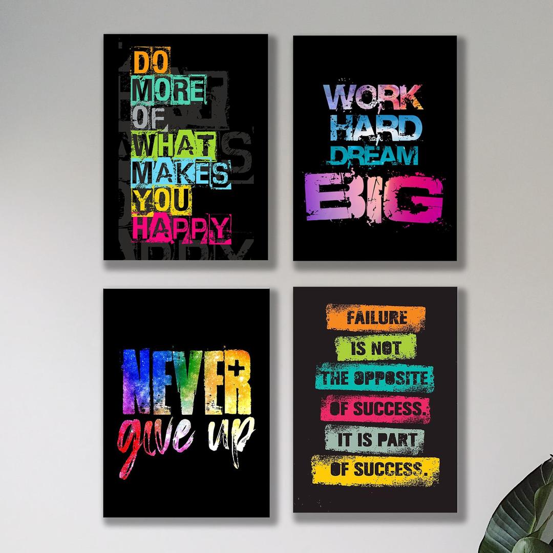 Multicolor Abstract Wall Art Set of 4 for Home Decor