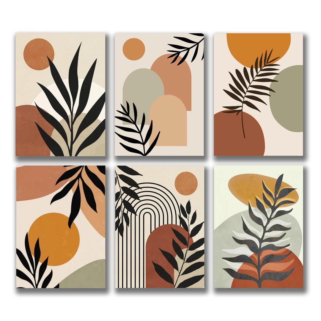Multicolor Abstract Wall Frames Set of 6 Wood - Image 3