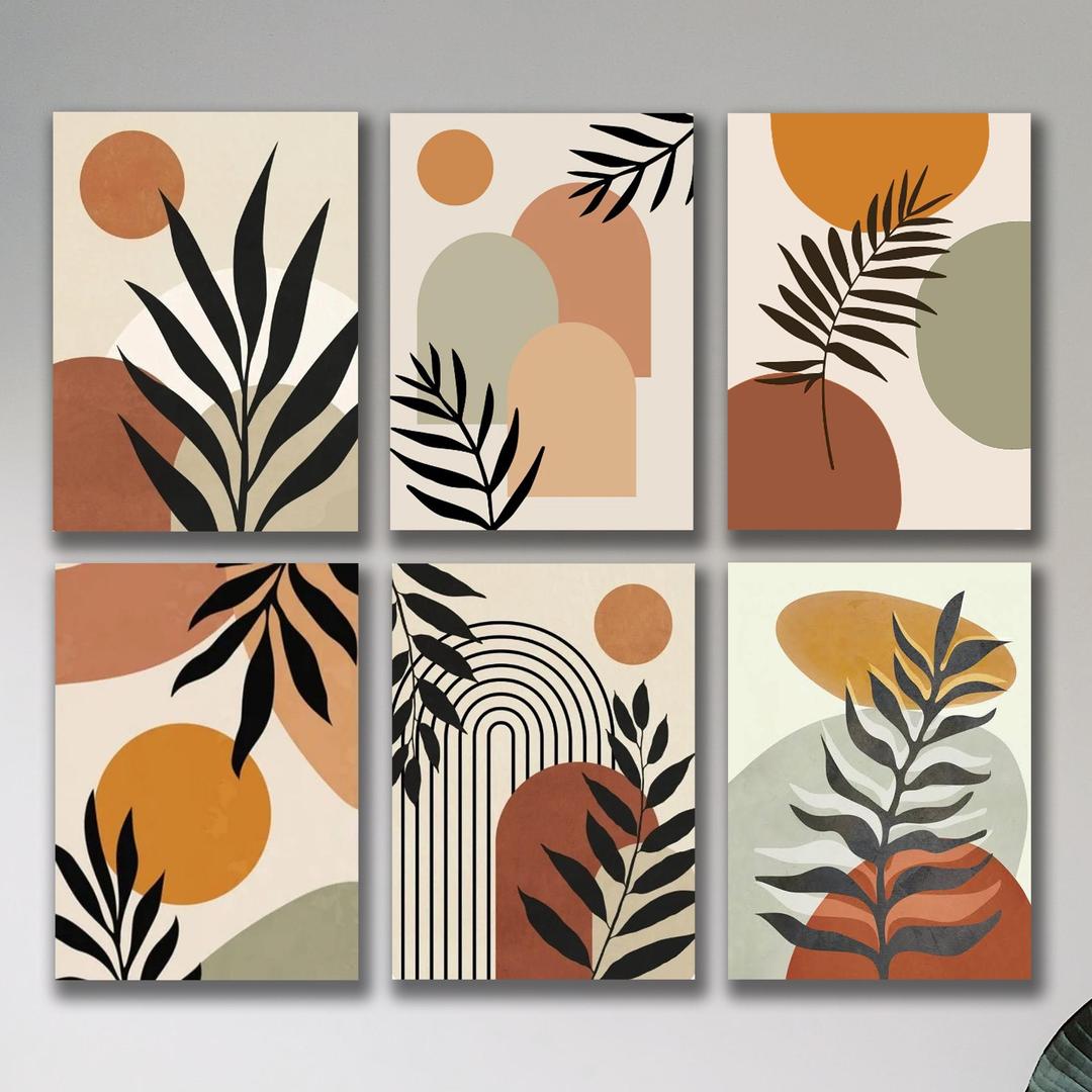 Multicolor Abstract Wall Frames Set of 6 Wood - Image 4