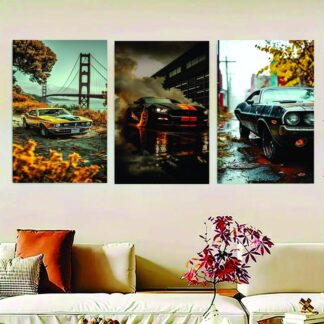 3-Piece Car Themed Wall Art Set for Home Decor