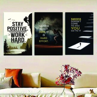 3-Piece Wall Art Set with Quotes & Abstract Design