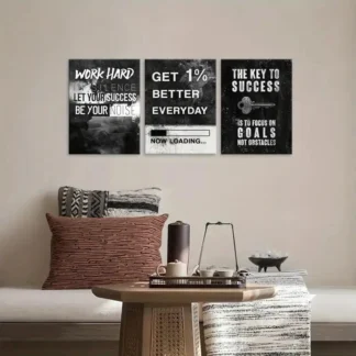 Set of 3 Wooden Wall Art Frames with Motivational Prints