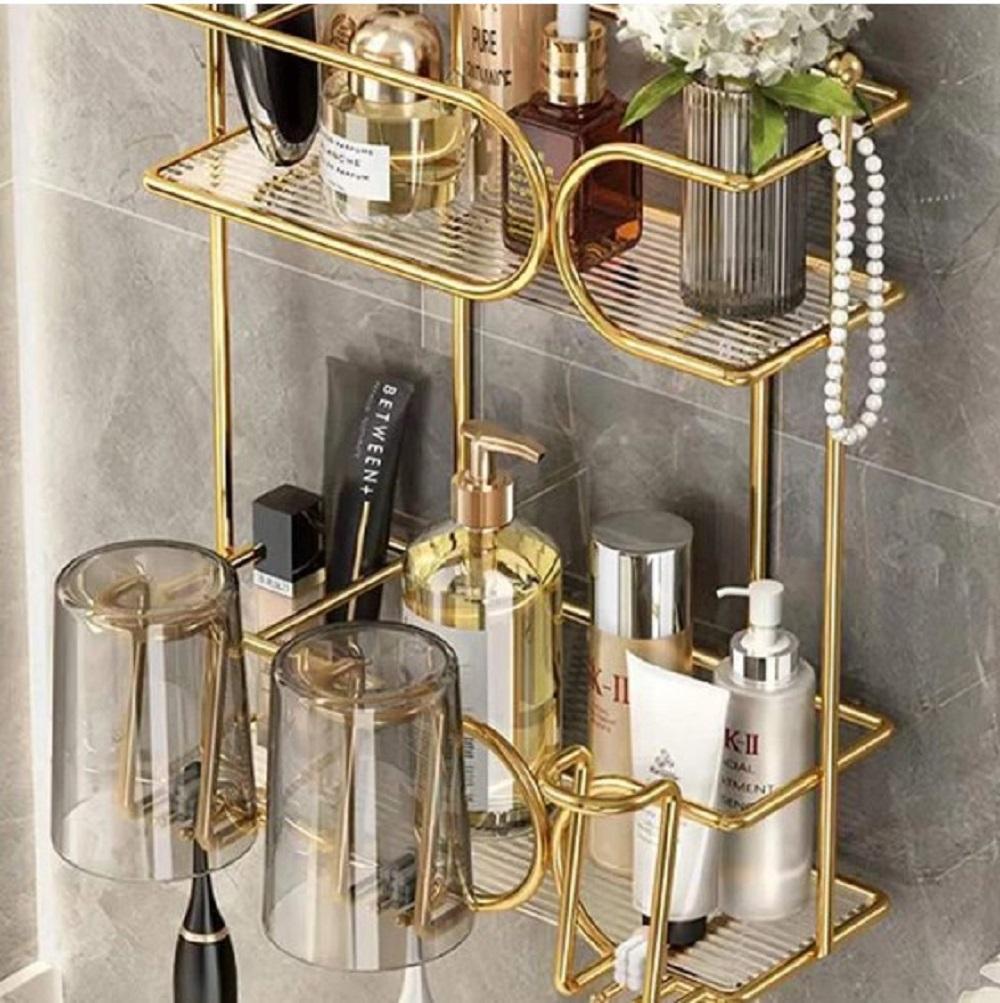 Golden Wall Mounted Toothbrush Holder Rack for Bathroom - Image 5