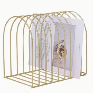 Golden Freestanding Book Organizer for Home Office