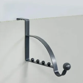 Over-the-Door Coat Rack Black Iron 5 Hooks