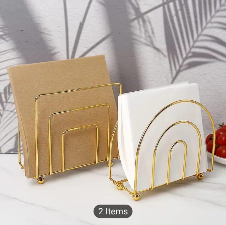 Golden Metal Tissue Box for Home Office - Image 2