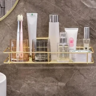 Golden Wall Mount Bathroom Rack Stainless Steel 30x20cm