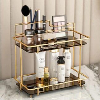 Gold Metal 2-Tier Makeup Storage Rack