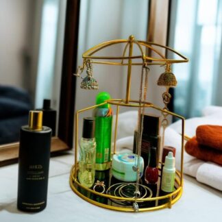 Metal Makeup Organizer with Umbrella Design for Vanity Storage