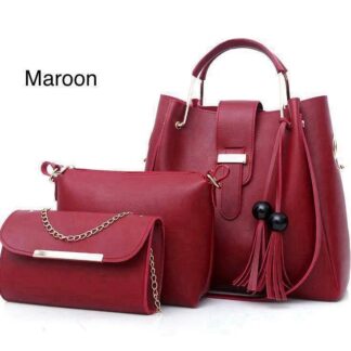 Graceful Leather Handbag - Maroon, Elegant Finish