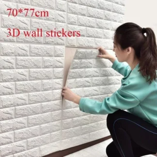 3D Brick Wall Stickers 70x77cm White Waterproof - Pack of 5