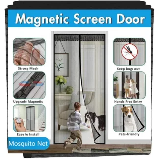 Magnetic Screen Door Mesh Curtain Black 39x75"
