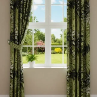 Green Printed Cotton Curtains 102x60 Inch for Home