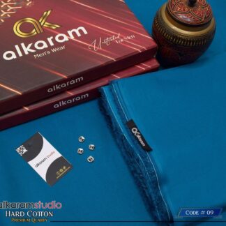 Turquoise Hard Cotton Unstitched Suit for Men