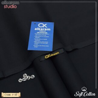 alkaram studio Men's Unstitched Soft Cotton Plain Suit Black