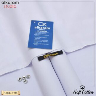 alkaram studio Soft Cotton Plain Suit White