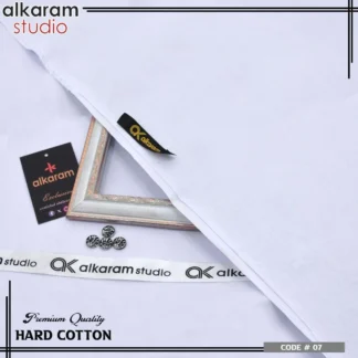 alkaram studio Men's White Hard Cotton Suit 4.5m Unstitched