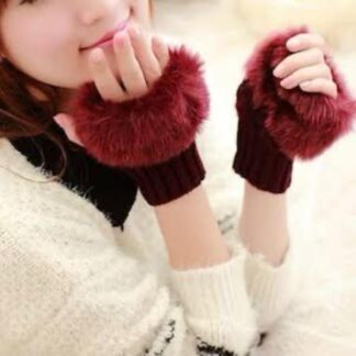 Maroon Fingerless Gloves for Women Winter Warmth