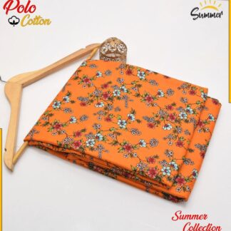 Orange Floral Polo Cotton Suit for Summer
