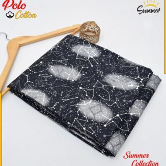 Women's Digital Printed Star Suit Black 2.5m Micro Polo Cotton