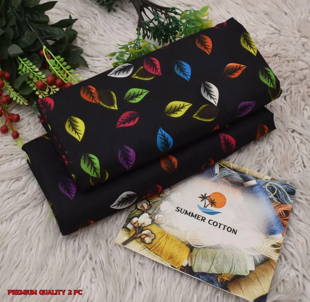 Women Printed 2 Pcs Suit Black Polo Cotton - Image 2