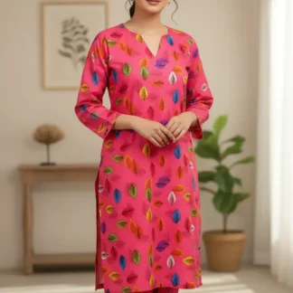 Women Unstitched Printed Suit Pink 2 Pcs Micro Polo Cotton