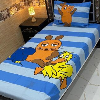 Premium Cotton Blue Striped Bedsheet Set for Single Bed
