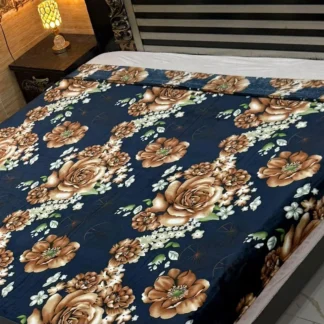 Double Bed Fleece Printed Blue Blanket