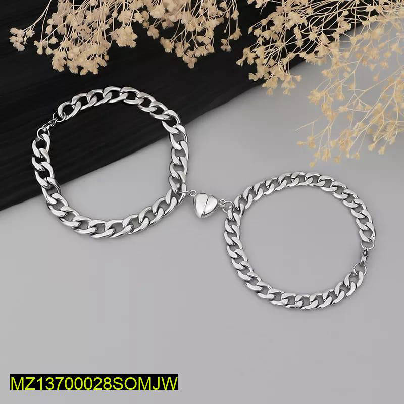 Magnetic Couple Jewelry Set Silver Plated Heart Design - Image 3
