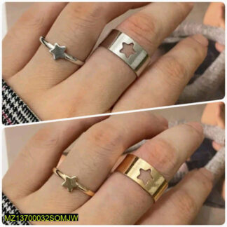 Star Rings Set Golden Silver Adjustable Pakistani Women