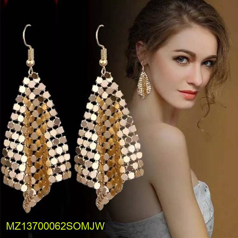 Golden Mesh Dangle Earrings for Women