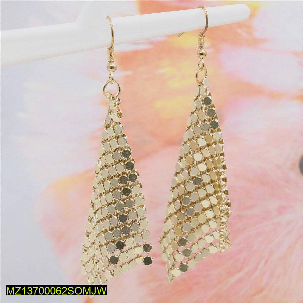 Golden Mesh Dangle Earrings for Women - Image 2